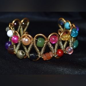 Multi Colored Beaded Wire Wrapped Bracelet